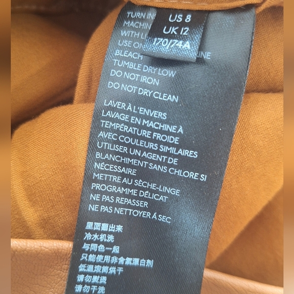 Free People Midnight Magic Faux Leather Cognac Brown Belted Women's Mini Skirt 8 - Picture 6 of 8